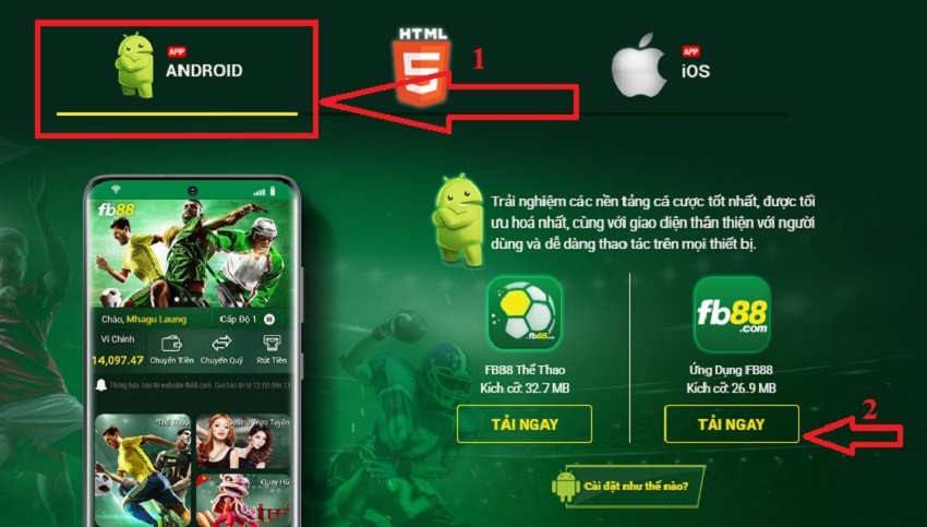 Tai ung dung Fb88 ve Android