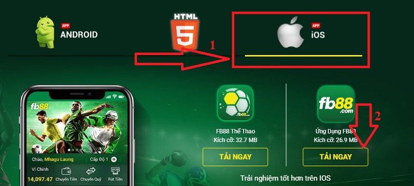 Ung dung Fb88 tren iOS