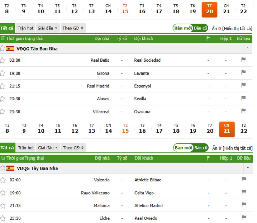 Lich thi dau La Liga 2025/26 vong 5