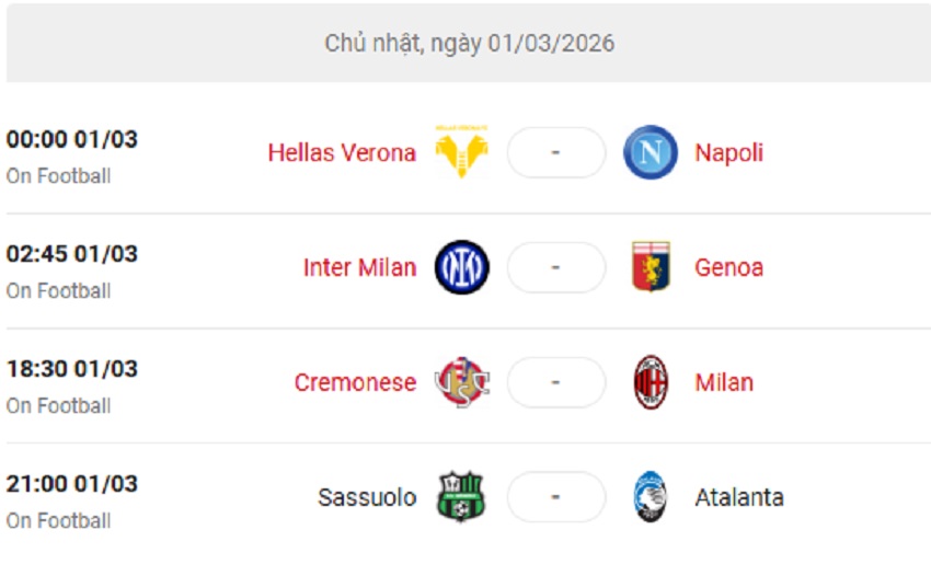 Lich thi dau Serie A 2025/26 vong 27